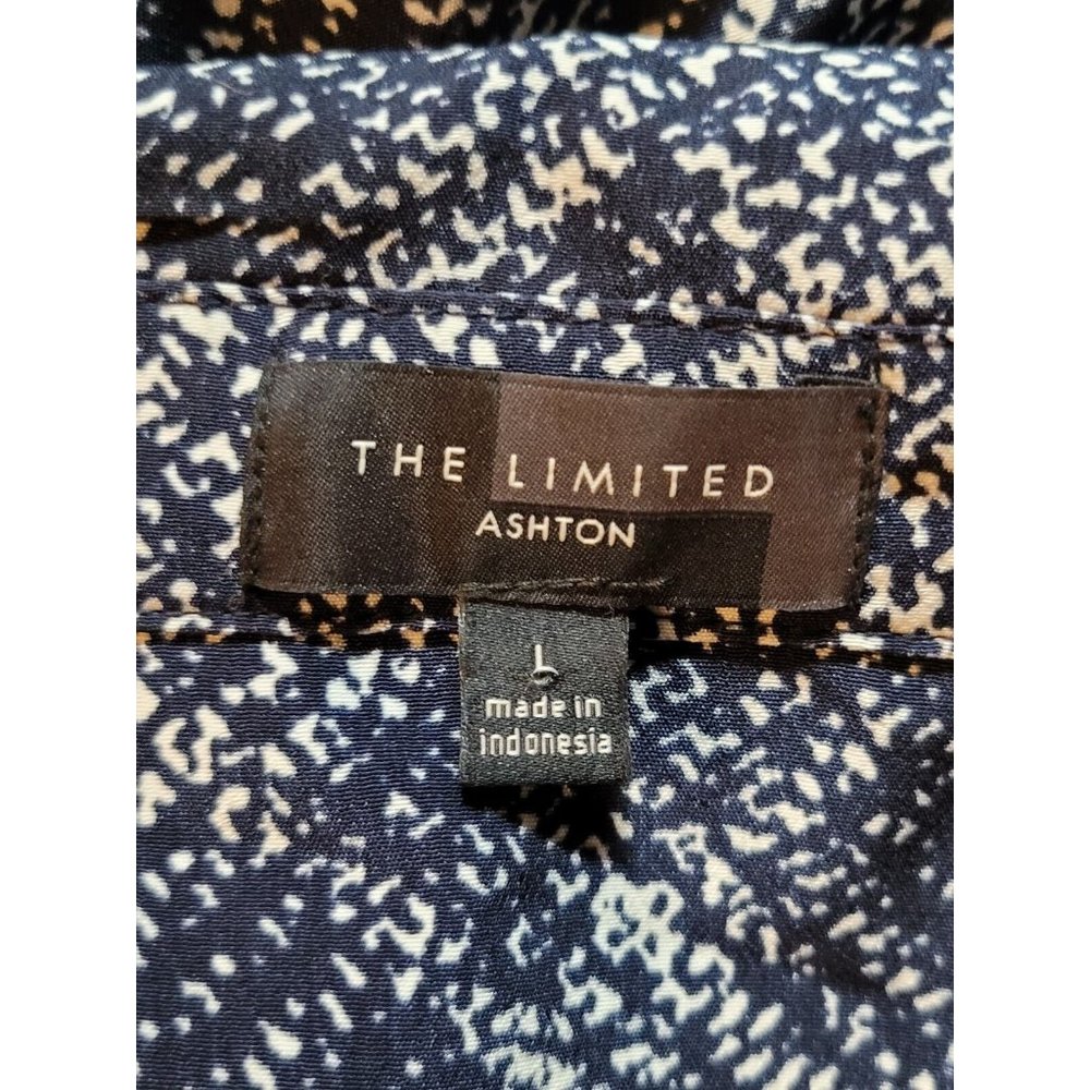The Limited Ashton Black White Printed Tunic Pop Over Shirt Dress Tab Sleeves L - Picture 8 of 9
